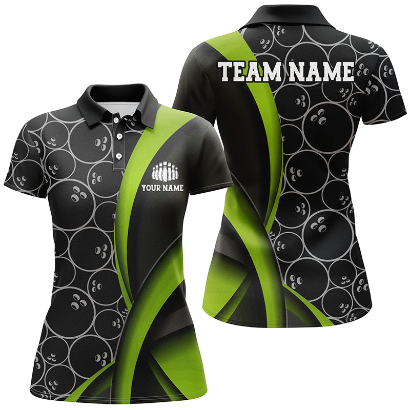 Custom Green Bowling Team Shirts For Women, Bowling Ball Tournament Jerseys IPHW6498