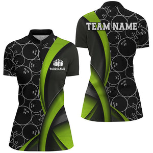 Custom Green Bowling Team Shirts For Women, Bowling Ball Tournament Jerseys IPHW6498