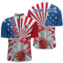 Load image into Gallery viewer, Custom Strike Bowling Shirts For Men And Women, Patriotic Bowling Tournament Team Shirt IPHW6519