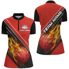 Load image into Gallery viewer, Red Flame Bowling Ball Custom Bowling Shirts For Women, Bowling Team Jerseys IPHW6172