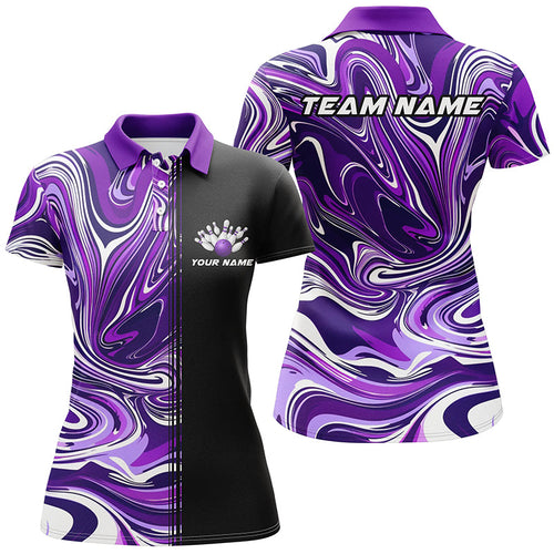 Custom Purple Bowling Polo / Quarter-Zip Shirts For Team, Ladies Bowling Jerseys IPHW6174