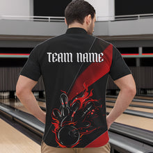 Load image into Gallery viewer, Black And Red Custom Name Bowling Tournament Jerseys For Men And Women, Bowling Team Shirts IPHW6185