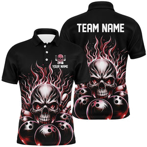 Personalized Multi-Color Skull Bowling Shirt For Men, Women And Kids, Custom Team'S Name Flame Bowler Jerseys IPHW5927