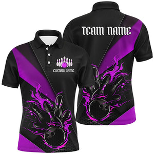 Black And Purple Custom Name Bowling Tournament Jerseys For Men And Women, Bowling Team Shirts IPHW6187