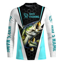 Load image into Gallery viewer, Personalized Bass Fishing jerseys, Bass Fishing Long Sleeve Fishing tournament shirts | sky blue IPHW3518