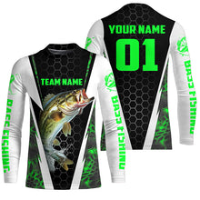 Load image into Gallery viewer, Personalized Bass Fishing Sport Jerseys, Bass Fishing Long Sleeve Tournament Shirts | Green Camo IPHW4575