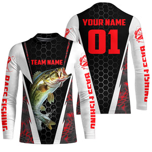 Personalized Bass Fishing Sport Jerseys, Bass Fishing Long Sleeve Tournament Shirts | Red Camo IPHW4576