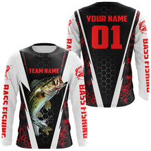 Load image into Gallery viewer, Personalized Bass Fishing Sport Jerseys, Bass Fishing Long Sleeve Tournament Shirts | Red Camo IPHW4576