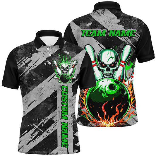 Custom Multi-Color Flame Skull Bowling Team Shirts For Men And Women, Flaming Bowling Jerseys Bowlers Outfit IPHW6556