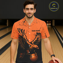 Load image into Gallery viewer, Custom Orange Eagle Men Bowling Hawaiian Shirts Grunge Vintage Bowling Team Jerseys Bowlers Outfits IPHW5343