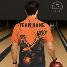 Load image into Gallery viewer, Custom Orange Eagle Men Bowling Hawaiian Shirts Grunge Vintage Bowling Team Jerseys Bowlers Outfits IPHW5343