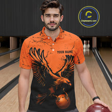 Load image into Gallery viewer, Custom Orange Eagle Men Bowling Polo Shirts Grunge Vintage Bowling Team Jerseys Bowlers Outfits IPHW5343