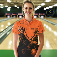 Load image into Gallery viewer, Custom Orange Eagle Women Bowling Polo Shirts Grunge Vintage Bowling Team Jerseys Outfits IPHW5343
