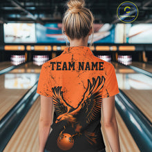 Load image into Gallery viewer, Custom Orange Eagle Women Bowling Polo Shirts Grunge Vintage Bowling Team Jerseys Outfits IPHW5343