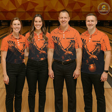 Load image into Gallery viewer, Custom Orange Eagle Men Bowling Polo Shirts Grunge Vintage Bowling Team Jerseys Bowlers Outfits IPHW5343