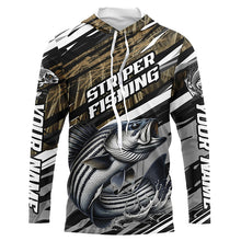 Load image into Gallery viewer, Striped Bass Fishing Camo Long Sleeve Fishing Shirts, Custom Striper Tournament Fishing Jerseys IPHW5954