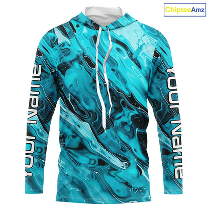 Blue Water Ripple Camo Custom Long Sleeve Performance Fishing Shirts, Uv Protection Fishing Jerseys IPHW5969