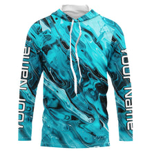 Load image into Gallery viewer, Blue Water Ripple Camo Custom Long Sleeve Performance Fishing Shirts, Uv Protection Fishing Jerseys IPHW5969