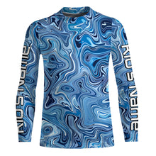 Load image into Gallery viewer, Turquoise Blue Camo Custom Long Sleeve Performance Fishing Shirts, Blue Camouflage Fishing Jerseys IPHW5974