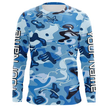 Load image into Gallery viewer, Blue Water Camo Custom Long Sleeve Performance Fishing Shirts, Sun Protection Fishing Jerseys IPHW5975