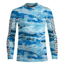 Load image into Gallery viewer, Blue Water Camo Custom Long Sleeve Performance Fishing Shirts, Sun Protection Fishing Jerseys IPHW5976