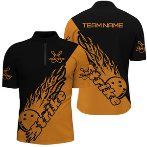 Custom Bowling Shirts For Men, Bowling Team Shirts Bowling Strike | Orange IPHW5171