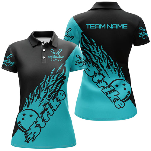 Custom Bowling Shirts For Women, Bowling Team Shirts Bowling Strike | Ball Blue IPHW5173