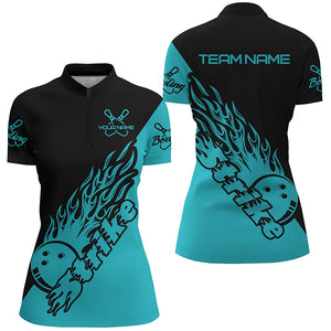Custom Bowling Shirts For Women, Bowling Team Shirts Bowling Strike | Ball Blue IPHW5173