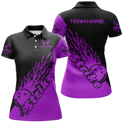 Custom Bowling Shirts For Women, Bowling Team Shirts Bowling Strike | Purple IPHW5174
