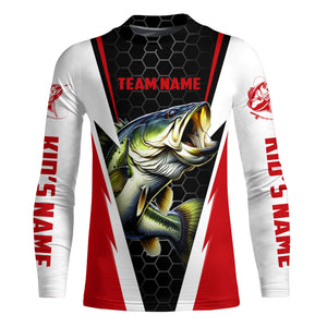 Custom Bass Fishing jerseys for Fishing team, Largemouth Bass Long sleeve Fishing Shirts | red IPHW3549