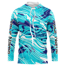 Load image into Gallery viewer, Custom Saltwater Long Sleeve Fishing Shirts Uv Protection, Sea Wave Camo Fishing Shirts IPHW5862