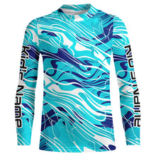 Load image into Gallery viewer, Custom Saltwater Long Sleeve Fishing Shirts Uv Protection, Sea Wave Camo Fishing Shirts IPHW5862