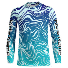Load image into Gallery viewer, Blue Water Camo Custom Long Sleeve Performance Fishing Shirts, Sun Protection Fishing Jerseys IPHW5863