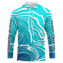 Load image into Gallery viewer, Custom Blue Water Camo Long Sleeve Performance Fishing Shirts For Men, Women And Kids IPHW5864