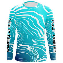 Load image into Gallery viewer, Custom Blue Water Camo Long Sleeve Performance Fishing Shirts For Men, Women And Kids IPHW5864