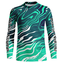 Load image into Gallery viewer, Green White Water Camo Custom Long Sleeve Tournament Fishing Shirts, Sun Protection Tournament Shirt IPHW5866