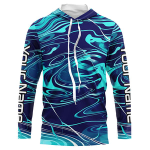 Custom Saltwater Long Sleeve Fishing Shirts Uv Protection, Sea Wave Camo Fishing Shirts IPHW5868