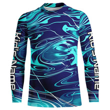 Load image into Gallery viewer, Custom Saltwater Long Sleeve Fishing Shirts Uv Protection, Sea Wave Camo Fishing Shirts IPHW5868