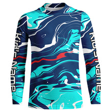 Load image into Gallery viewer, Red, White And Blue Camo Custom Long Sleeve Performance Fishing Shirts, Personalized Fishing Jerseys IPHW5871
