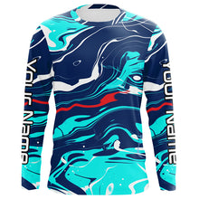 Load image into Gallery viewer, Red, White And Blue Camo Custom Long Sleeve Performance Fishing Shirts, Personalized Fishing Jerseys IPHW5871