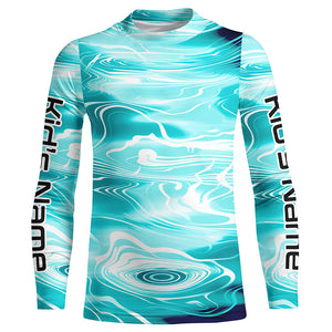 Blue Water Camo Custom Long Sleeve Performance Fishing Shirts, Sun Protection Fishing Jerseys IPHW5872