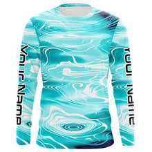 Load image into Gallery viewer, Blue Water Camo Custom Long Sleeve Performance Fishing Shirts, Sun Protection Fishing Jerseys IPHW5872