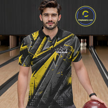 Load image into Gallery viewer, Custom Grunge Black And Yellow Cobra Snake Bowling Men Polo Shirts With Team Name IPHW9028