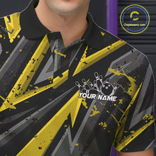 Load image into Gallery viewer, Custom Grunge Black And Yellow Cobra Snake Bowling Men Polo Shirts With Team Name IPHW9028