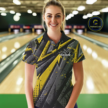 Load image into Gallery viewer, Custom Grunge Black And Yellow Cobra Snake Bowling Women Polo Shirts With Team Name IPHW9028