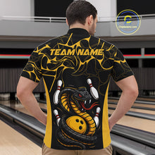 Load image into Gallery viewer, Custom Black And Yellow Cobra Snake Bowling Jerseys, Bowling Team Men Quarter-Zip Shirts IPHW9038