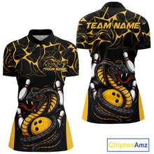 Load image into Gallery viewer, Custom Black And Yellow Cobra Snake Bowling Jerseys, Bowling Team Women Quarter-Zip Shirt IPHW9038