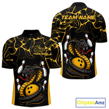 Load image into Gallery viewer, Custom Black And Yellow Cobra Snake Bowling Jerseys, Bowling Team Men Quarter-Zip Shirts IPHW9038