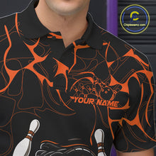 Load image into Gallery viewer, Custom Black And Orange Cobra Snake Bowling Jerseys, Bowling Team Men Polo Shirts IPHW9040