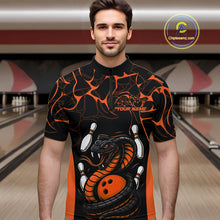 Load image into Gallery viewer, Custom Black And Orange Cobra Snake Bowling Jerseys, Bowling Team Men Quarter-Zip Shirts IPHW9040